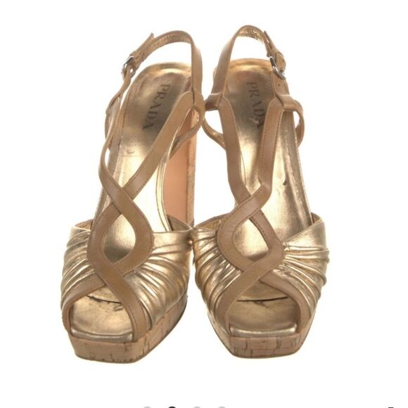 🔸PRADA VTG Elegant Gold Gladiator Strappy Heels🔸 - Picture 1 of 11